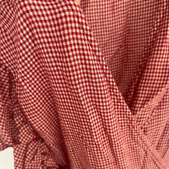 Max Studio Gingham Print Red Ruffle Dress - Small - Picture 2 of 3